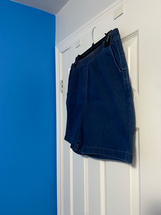 Alia Women's Blue Denim Shorts with Elastic Waist Size 14P - Picture 2 of 9